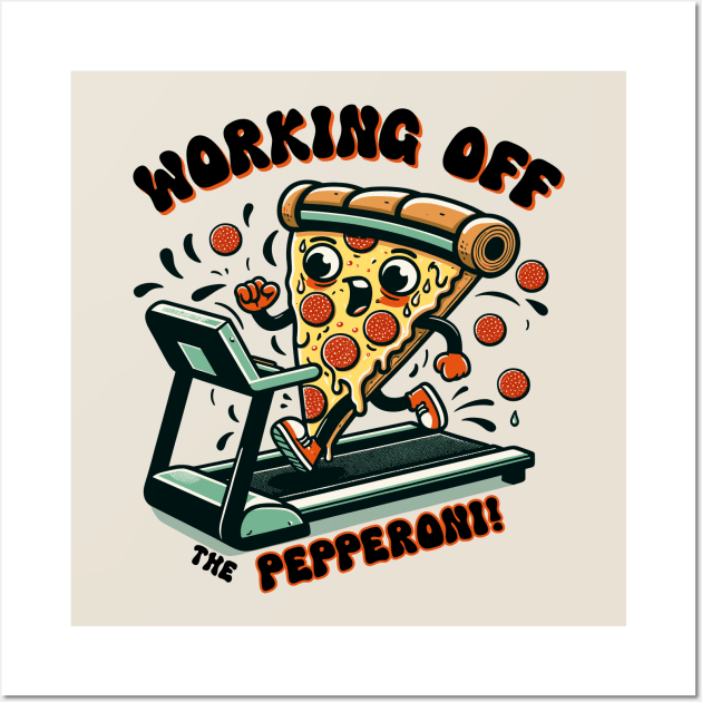 Playful Pizza Treadmill Run - National Pizza Day Wall Art by Xeire